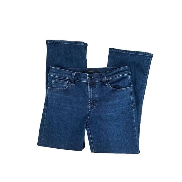 J brand Selena Mid Rise Crop Boot Jeans Dark Wash Indigo Blue Denim 28 Flare Leg - Picture 2 of 12